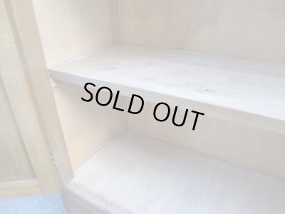 画像15: ヴィンテージ 木味良いガラス本箱 キャビネット 楢材