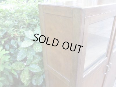 画像9: ヴィンテージ 木味良いガラス本箱 キャビネット 楢材