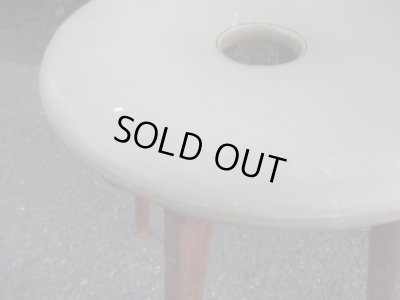 画像5: アンティーク　くすんだカーキ色のリングスツール 丸椅子