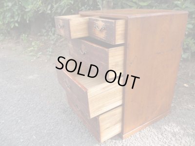 画像11: アンティーク　深い木味の5杯小引出し