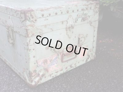 画像10: アンティーク アメリカ製のメタルトランク