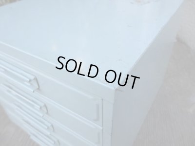 画像6: ヴィンテージ ブルーグレーのメタル製 5杯小引出し ドロワー A4