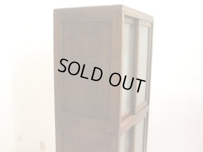 画像12: アンティーク ダイヤガラスのガラス戸棚 食器棚