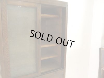 画像7: アンティーク ダイヤガラスのガラス戸棚 食器棚