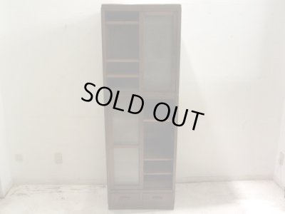 画像6: アンティーク ダイヤガラスのガラス戸棚 食器棚