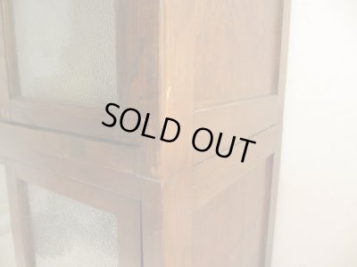 画像11: アンティーク ダイヤガラスのガラス戸棚 食器棚