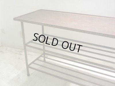 画像5: アンティーク 深い木味の天板 鉄脚テーブル 陳列台