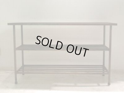 画像2: アンティーク 深い木味の天板 鉄脚テーブル 陳列台