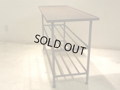 画像3: アンティーク 深い木味の天板 鉄脚テーブル 陳列台