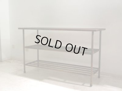 画像6: アンティーク 深い木味の天板 鉄脚テーブル 陳列台