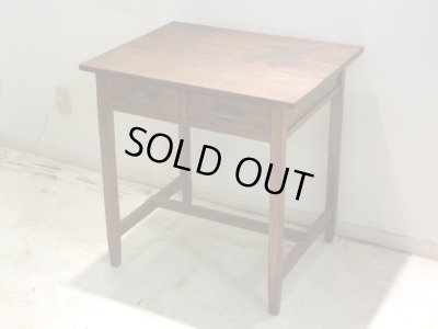 画像2: アンティーク 深い木味の平机