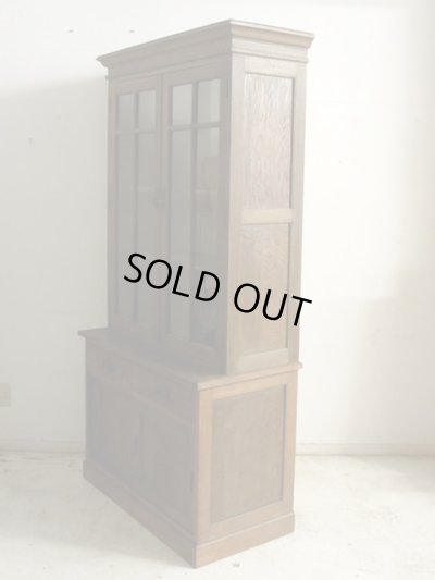 画像6: アンティーク 古い洋館のガラスキャビネット 楢無垢材