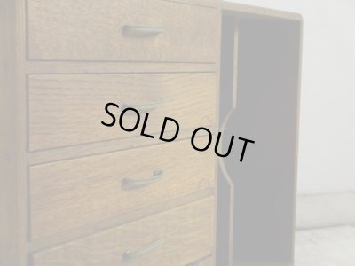 画像6: アンティーク 楢材のブックスタンド付5杯小引出し