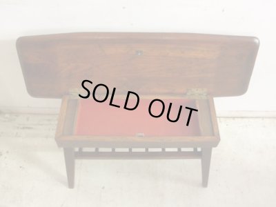 画像3: ヴィンテージ 収納付 欅材のローテーブル