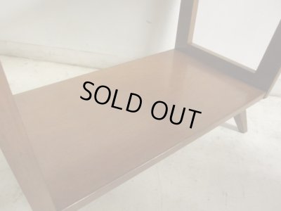 画像8: ヴィンテージ 明るい木味の台形サイドテーブル