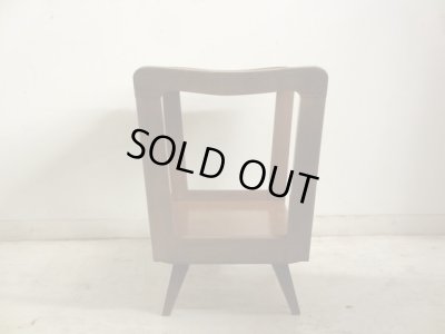 画像5: ヴィンテージ 明るい木味の台形サイドテーブル