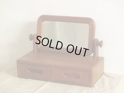 画像2: 北欧デザイン チーク材の2杯引出し卓上ミラー ミニドレッサー