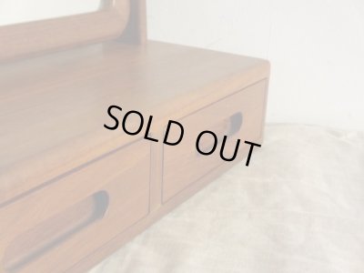 画像5: 北欧デザイン チーク材の2杯引出し卓上ミラー ミニドレッサー