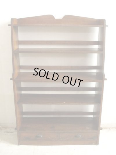 画像4: アンティーク 楢無垢材の重厚なクサビ本棚