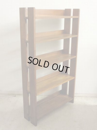 画像2: 明るい木味 古い楢無垢材本棚 ブックシェルフ