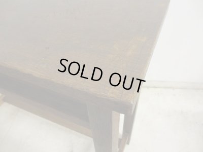 画像9: 昭和レトロ 古い学校の机 木製デスク (2)