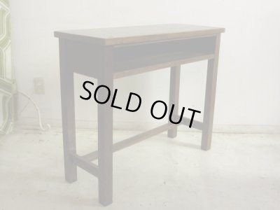 画像2: 昭和レトロ 古い学校の机 木製デスク (1)