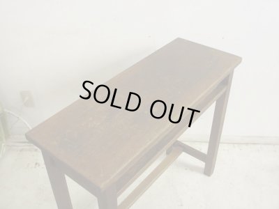 画像5: 昭和レトロ 古い学校の机 木製デスク (2)