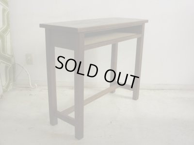 画像2: 昭和レトロ 古い学校の机 木製デスク (2)