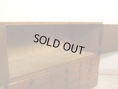 画像8: 昭和レトロ 12杯引出し付の戸棚 ローボード