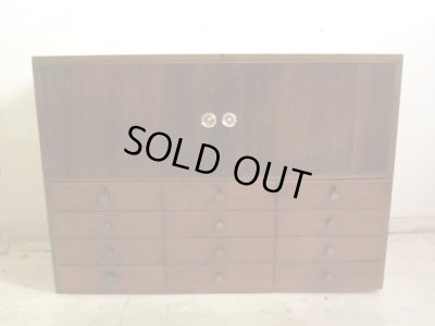 画像3: 昭和レトロ 12杯引出し付の戸棚 ローボード