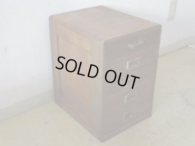 画像3: アンティーク ナラ材5杯小引出し ネームプレート付 A4