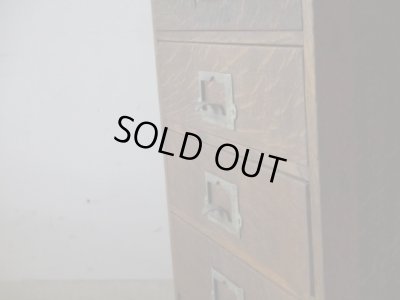 画像8: アンティーク ナラ材5杯小引出し ネームプレート付 A4