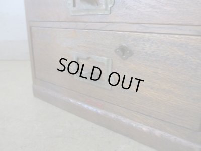 画像11: アンティーク ナラ材5杯小引出し ネームプレート付 A4