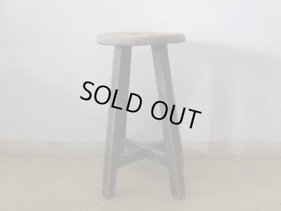 画像3: アンティーク 塗装の剥げたスツール 丸椅子