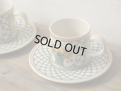 画像3: villeroy&Boch Basket ビレロイ＆ボッホ バスケット カップ＆ソーサー 2客セット 西ドイツ