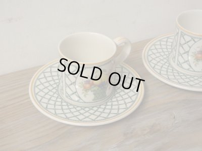 画像2: villeroy&Boch Basket ビレロイ＆ボッホ バスケット カップ＆ソーサー 2客セット 西ドイツ