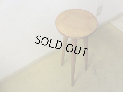 画像2: ヴィンテージ ナラ材 3本脚のハイスツール 花台