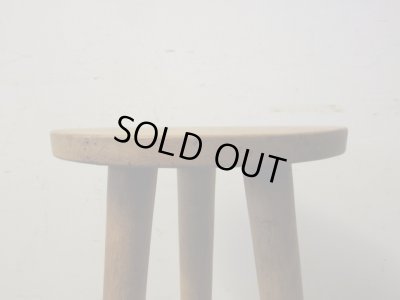 画像3: ヴィンテージ ナラ材 3本脚のハイスツール 花台