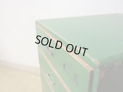 画像6: アンティーク 緑にペイントされたナラ材の6杯小引出し