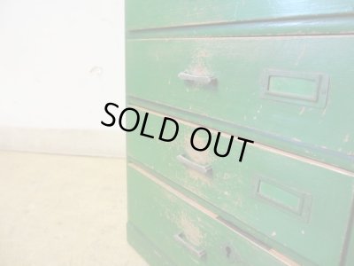 画像7: アンティーク 緑にペイントされたナラ材の6杯小引出し