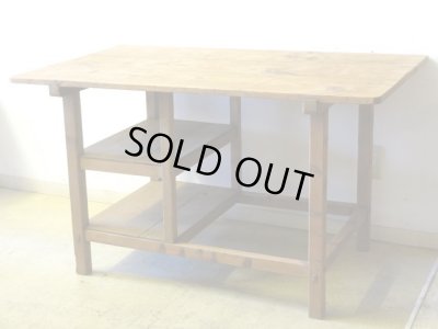 画像2: アンティーク 乾いた木肌の素朴な作業台 陳列台