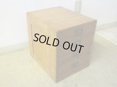 画像2: アンティーク ナラ材の4杯小引出し A4