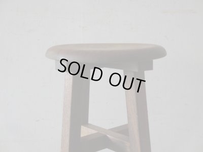 画像5: アンティーク ナラ材のスツール 丸椅子 (2)