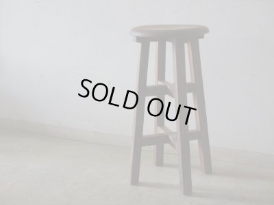 画像4: アンティーク ナラ材のスツール 丸椅子 (2)