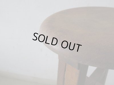 画像8: アンティーク ナラ材のスツール 丸椅子 (2)