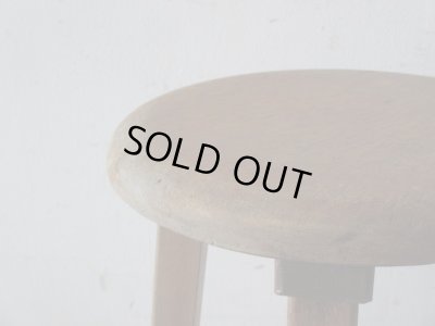 画像6: アンティーク ナラ材のスツール 丸椅子 (1)