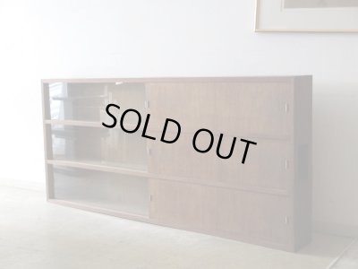 画像2: アンティーク 横長 ガラス戸棚 収納棚