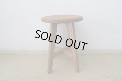 画像2: アンティーク 木味良い丸椅子 スツール (1)