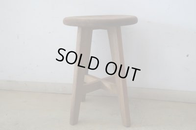 画像2: アンティーク 木味良い丸椅子 スツール (2)