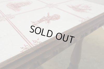 画像7: イギリスヴィンテージ タイル風トップのローテーブル